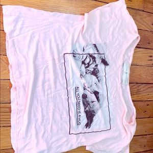 Off the shoulder pink shirt